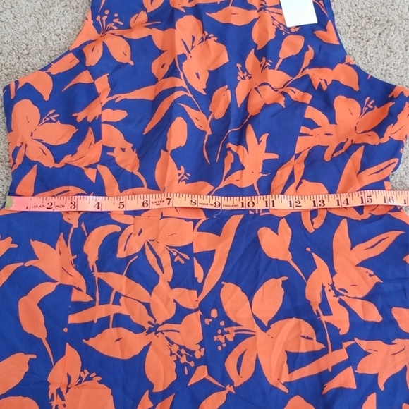NWT! J. CREW Blue with Orange Printed Size 12 Dress - Picture 7 of 8